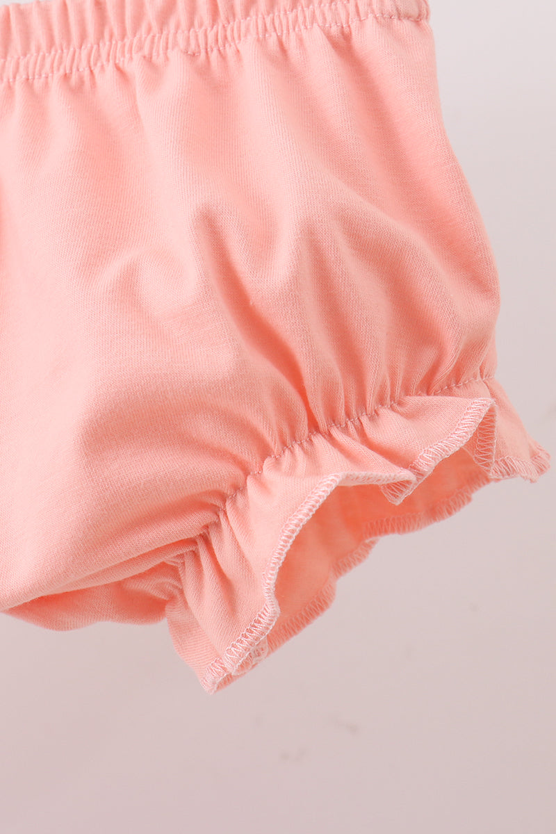 Pink floral bow embroidery bloomer set