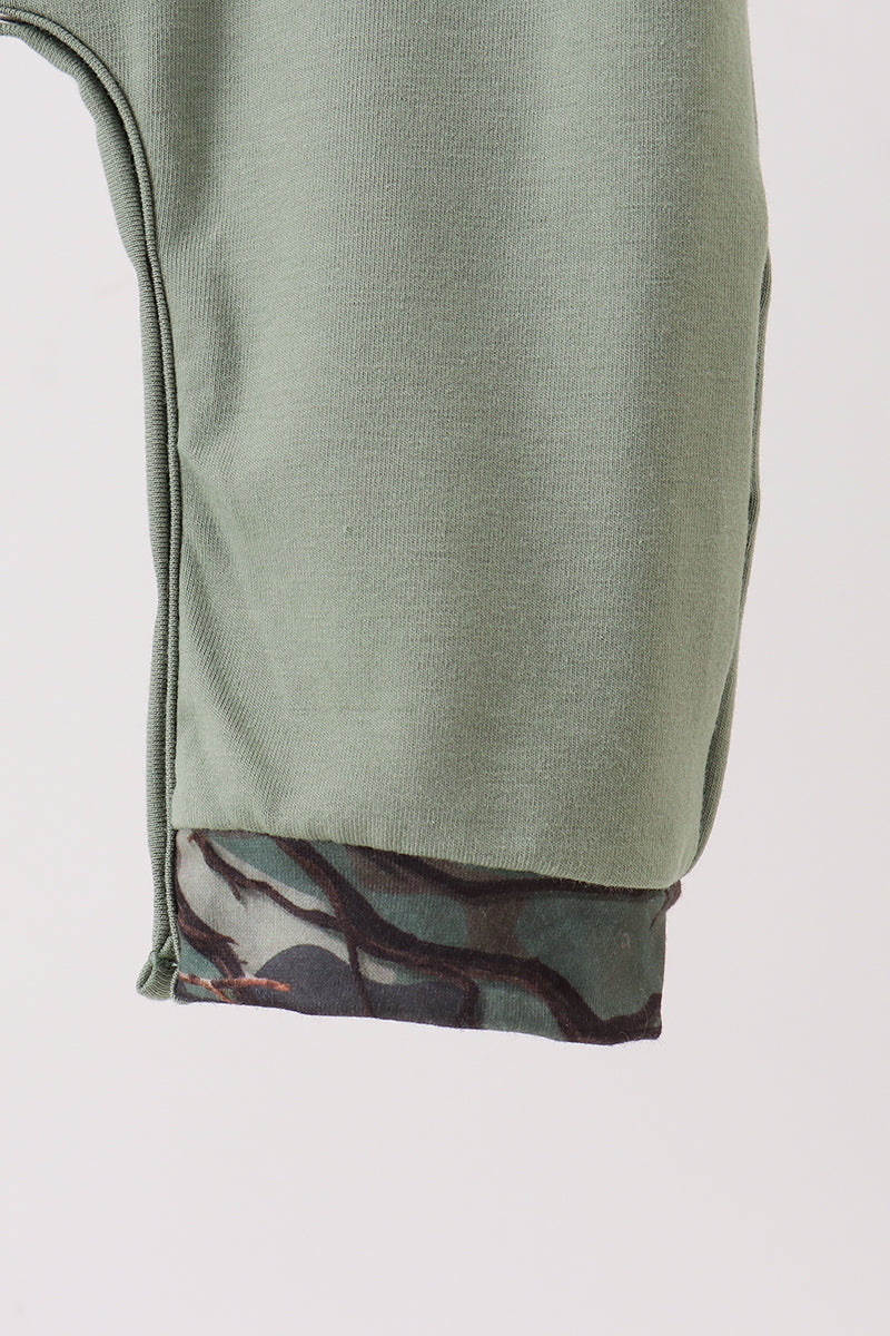 Camouflage dog hunting applique romper