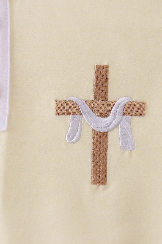 Yellow cross embroidery top