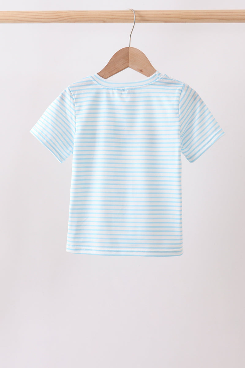 Blue School Apple French Knot Top