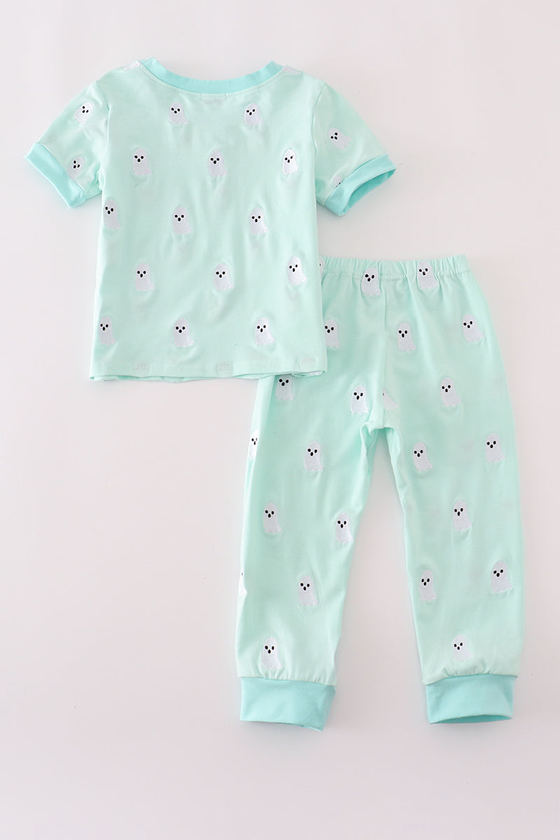 Green ghost embroidery pajamas set