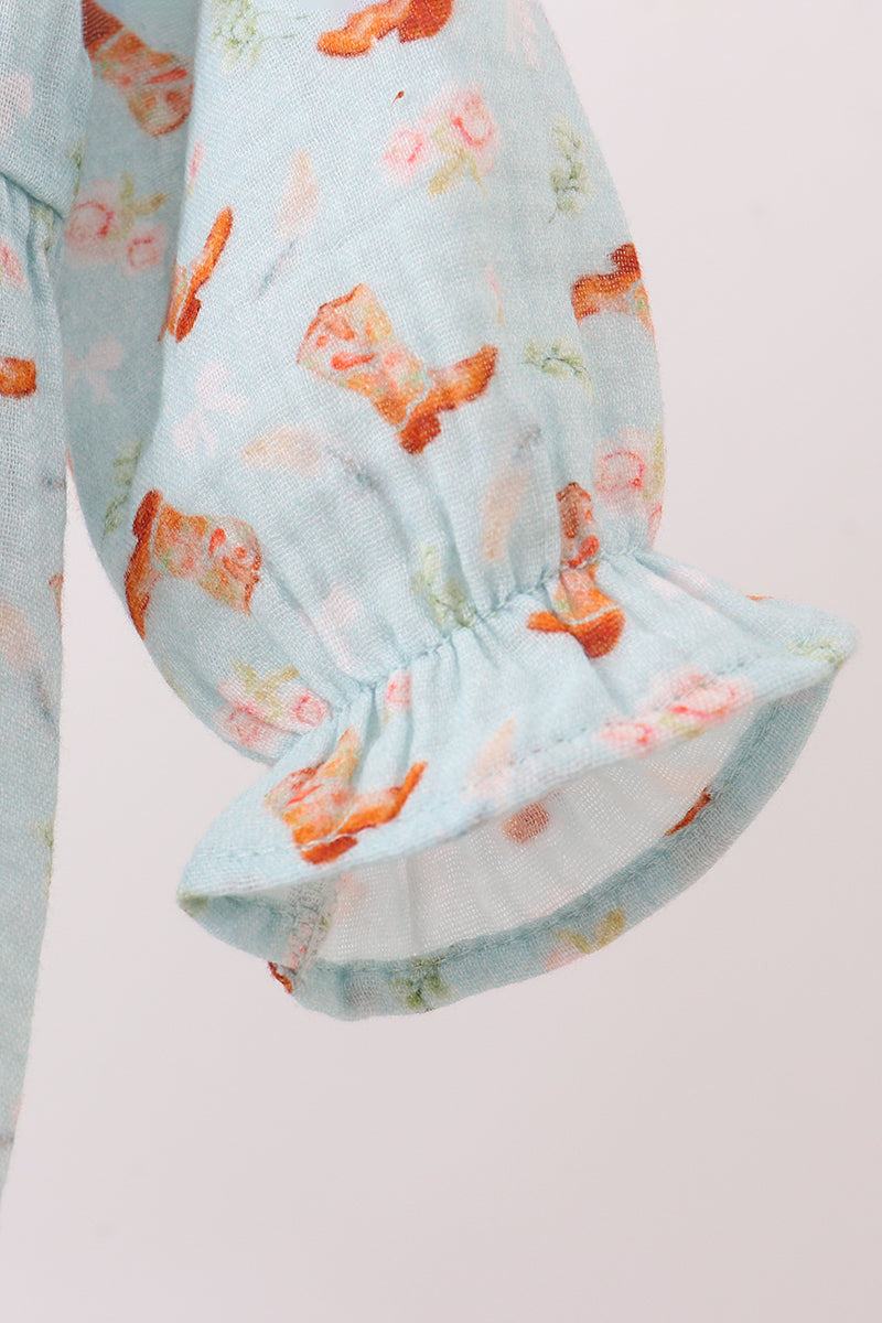 Premium boots print muslin bubble