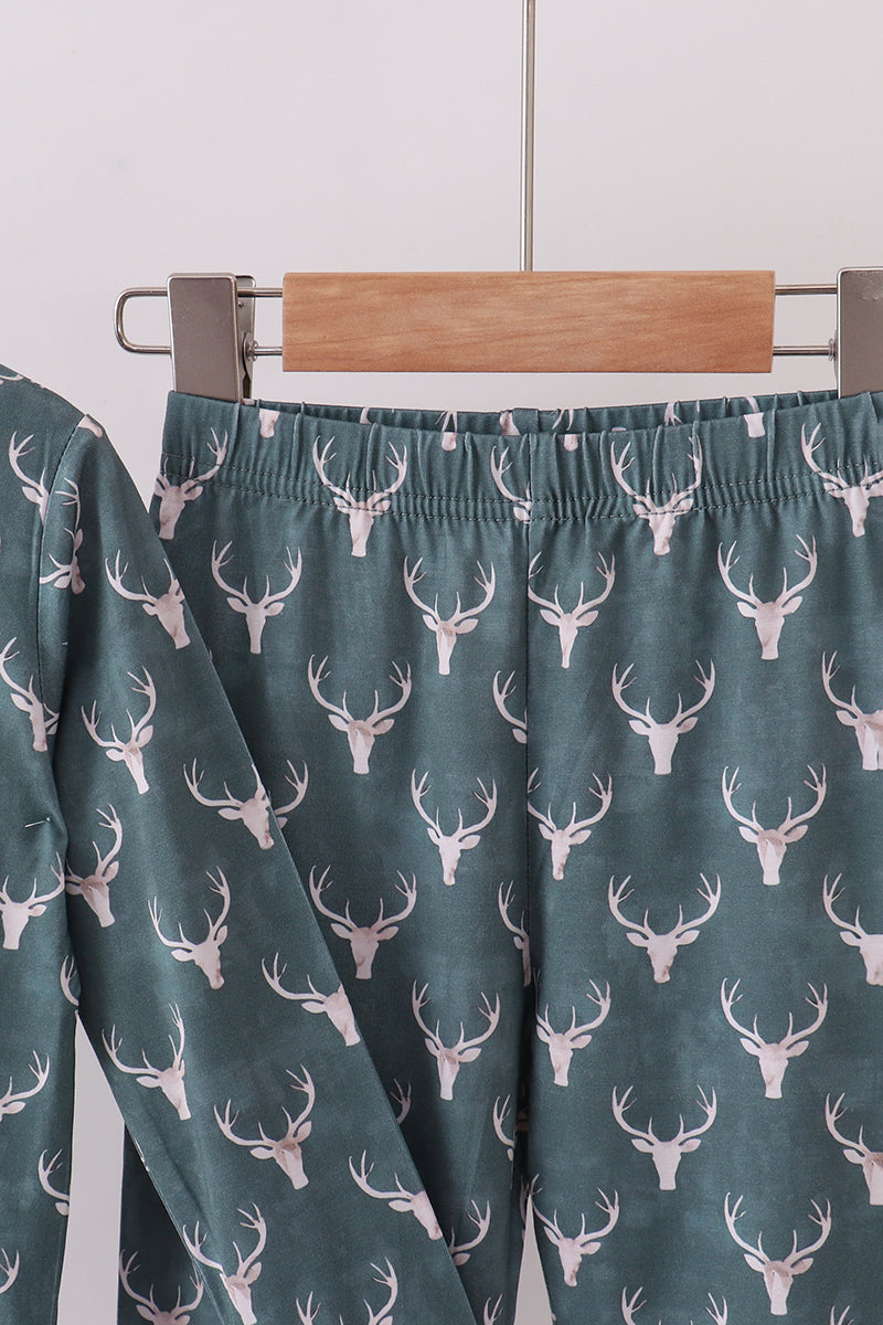 Premium forest reindeer print bamboo pants set