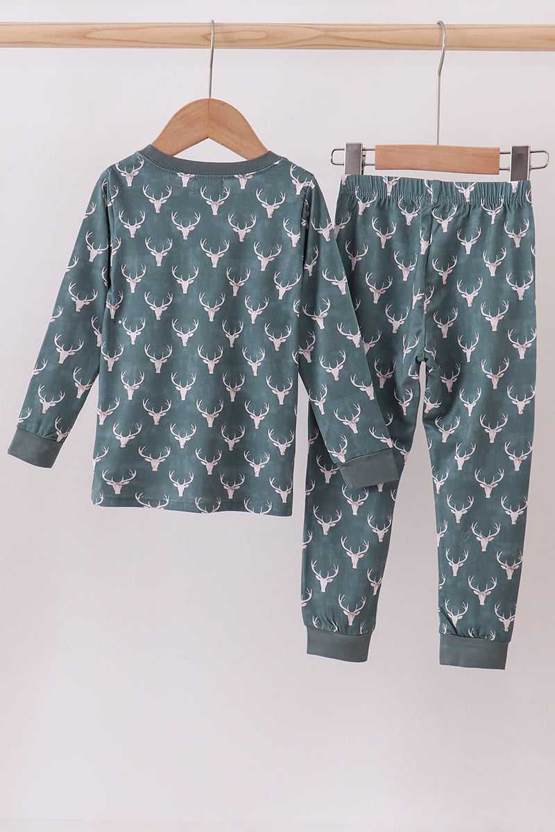 Premium forest reindeer print bamboo pants set