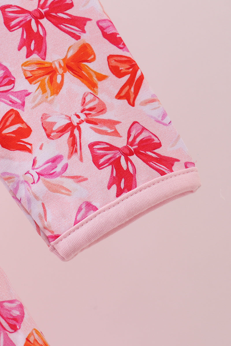 Premium berry blossom bows ruffle bamboo dress