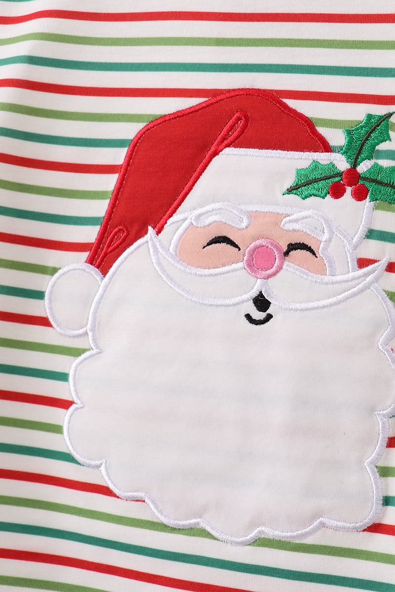Green santa claus applique pants set
