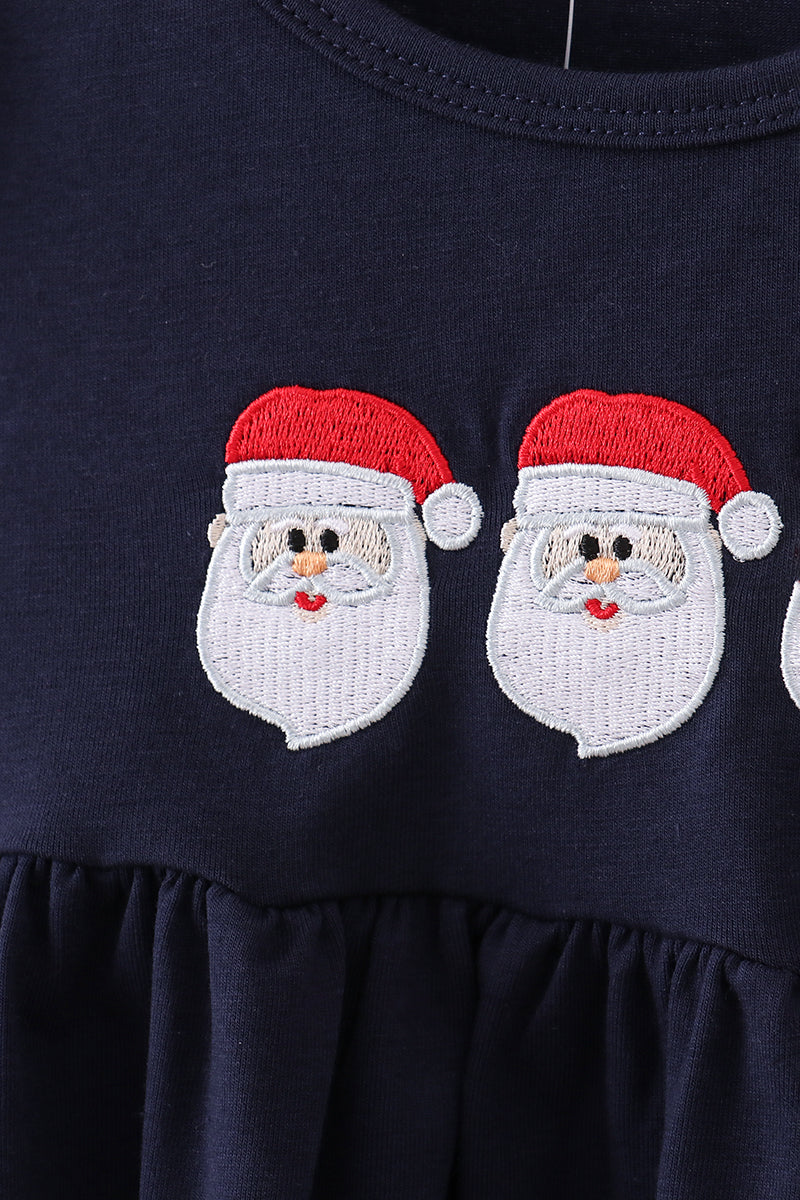 Navy christmas santa claus embroidery pants set