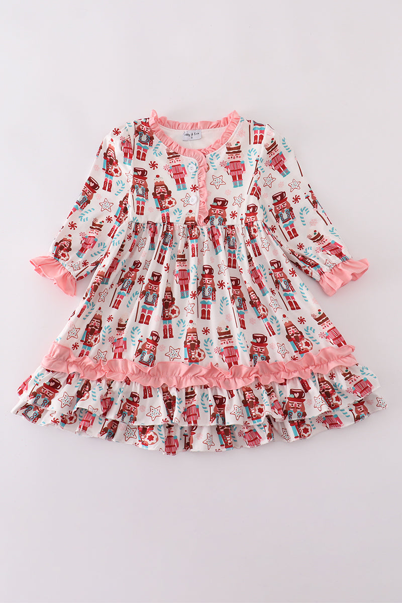 Christmas nutcracker print ruffle gown