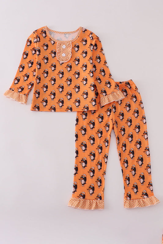 Orange Tennessee go vols print ruffle pajamas set