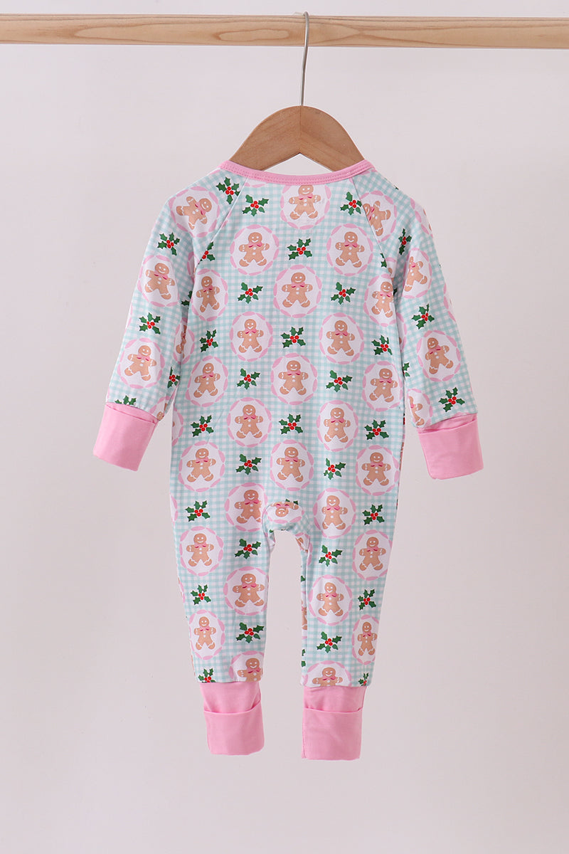 Pink christmas tree bamboo ruffle romper