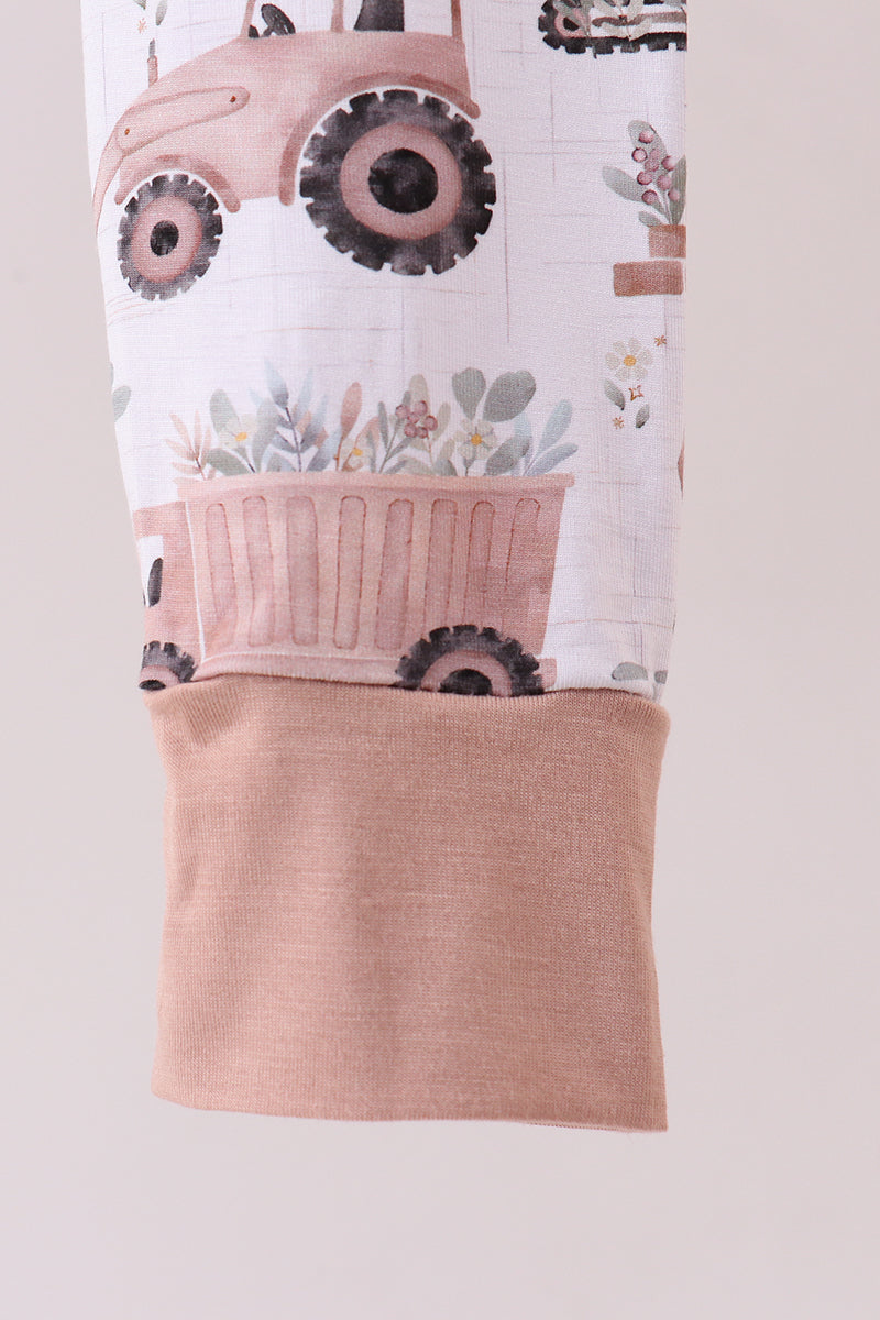 Khaki crane bamboo pajama pants set