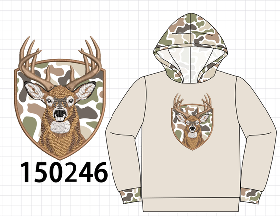 Camo Deer Applique Hoodie