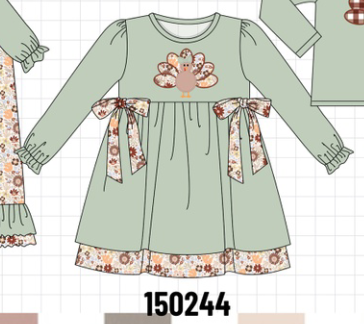 Sage Turkey Applique Dress