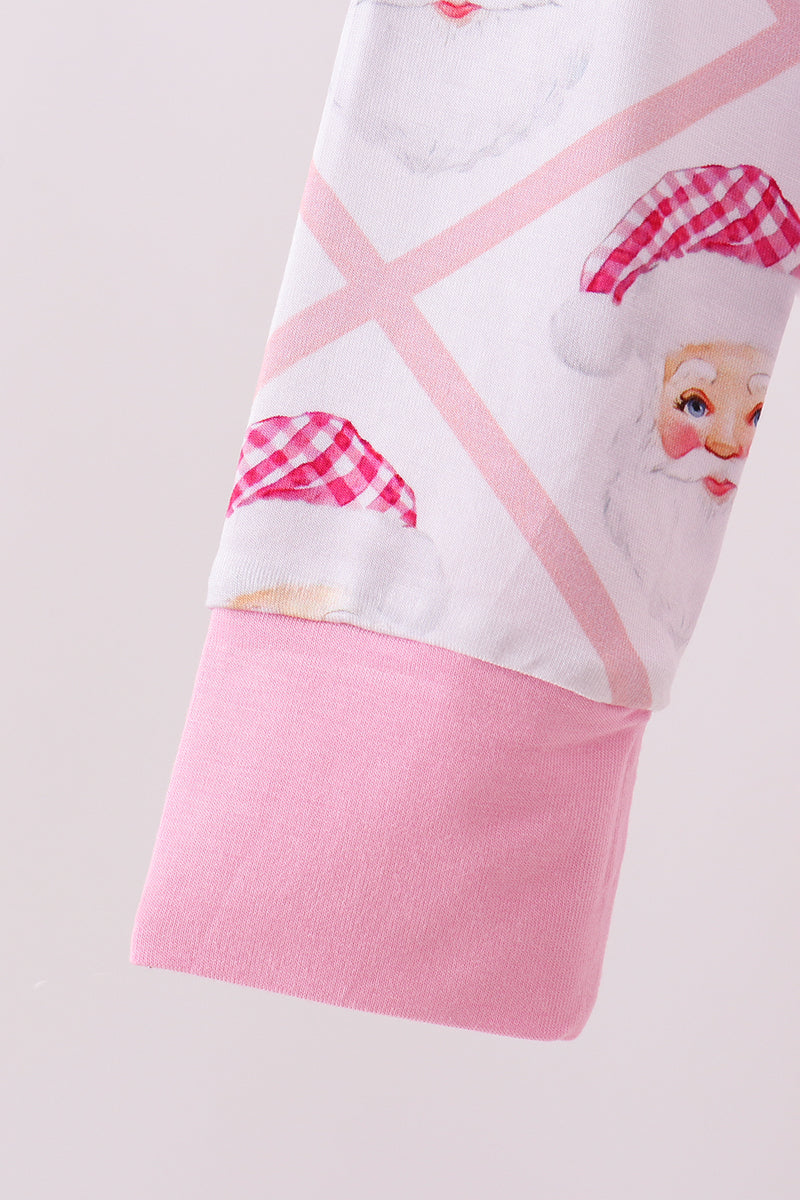 Pink santa claus bamboo pajamas set