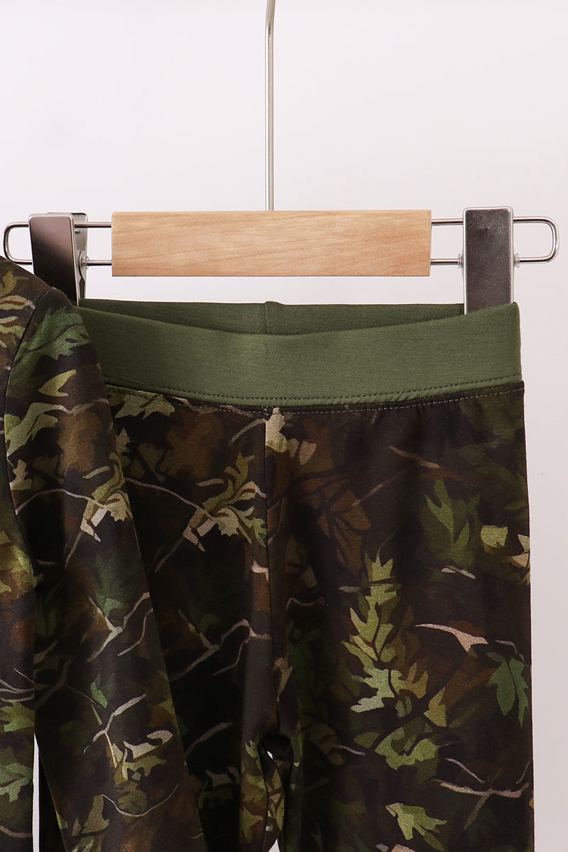 Forest Leaf Camo bamboo pajama pants set