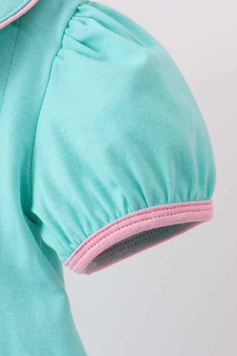 Green christmas tree embroidery bloomer  set