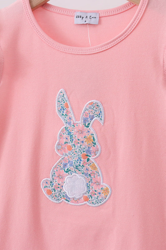 Pink bunny applique ruffle dress