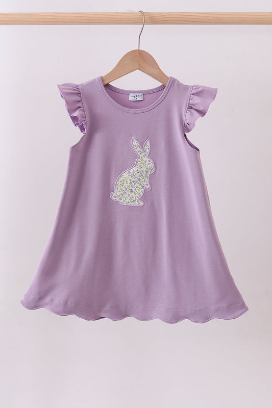 Purple bunny applique ruffle dress