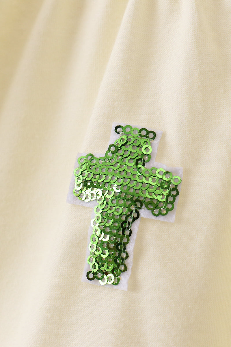 Yellow cross sequin tiered dress