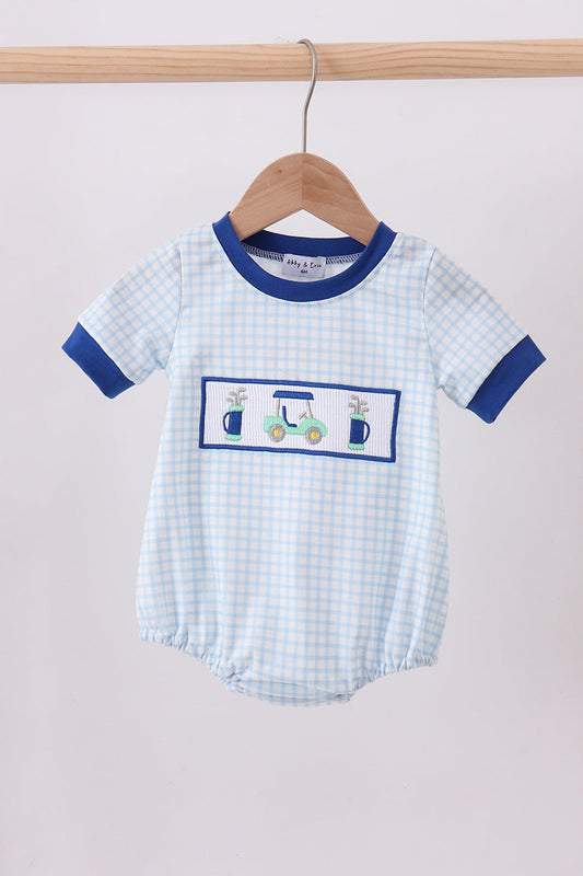 Blue golf cart smocked bubble