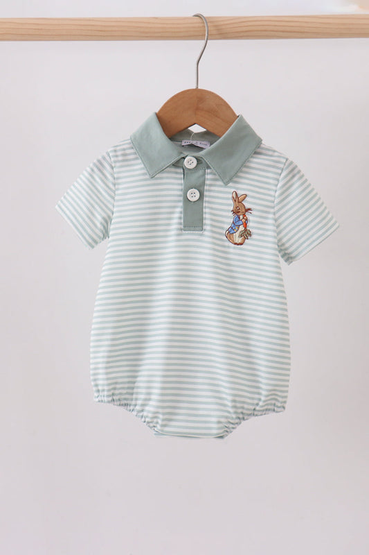 Sage bunny embroidery stripe bubble
