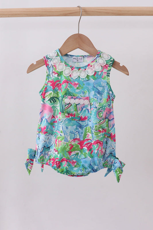 Green tropical garden bow bubble