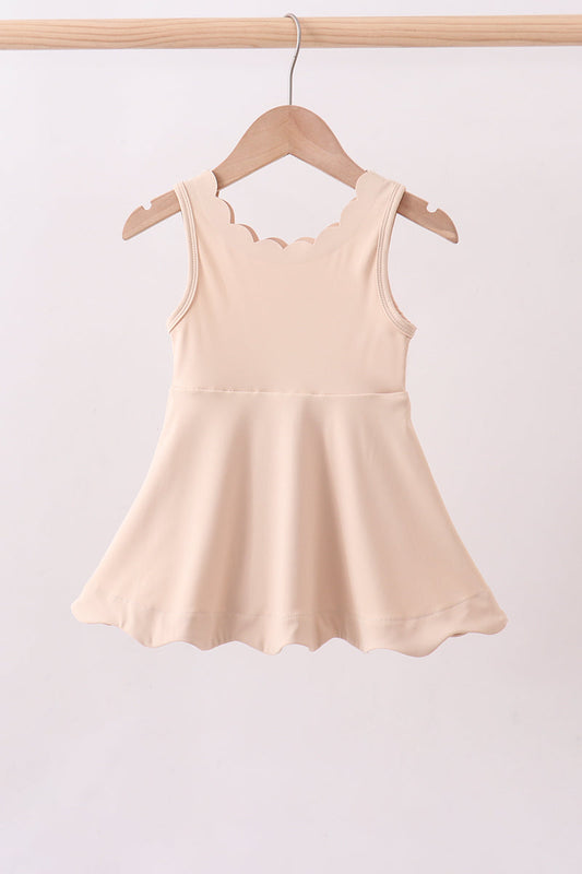 Cream scalloped active dress