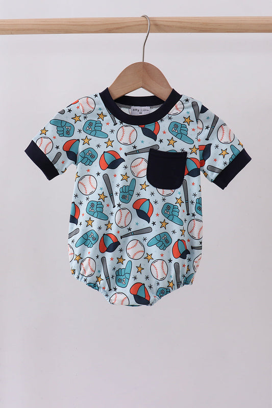 Navy baseball print bubble