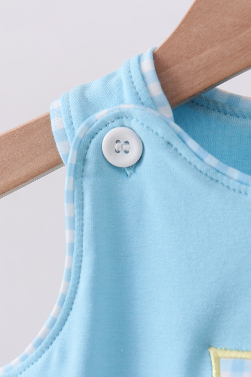 Blue cross applique top