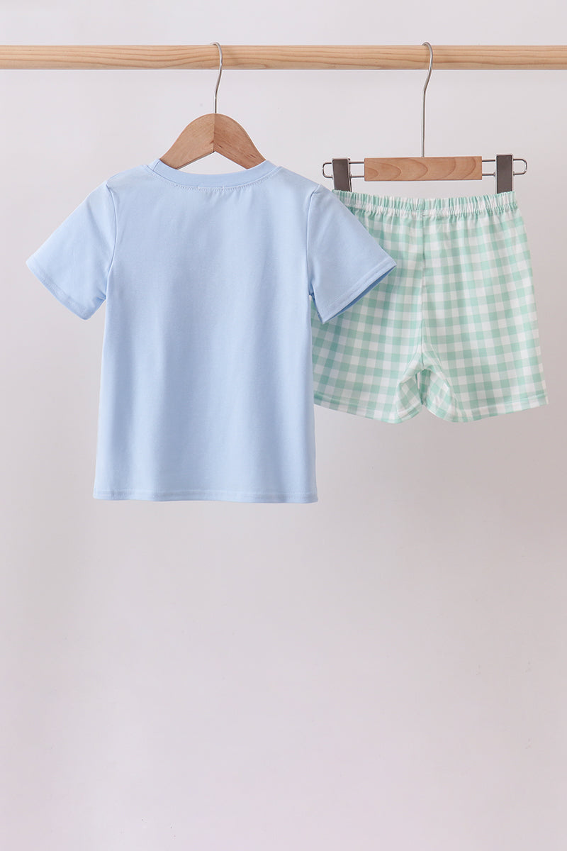 Green Golf Embroidered Gingham Set