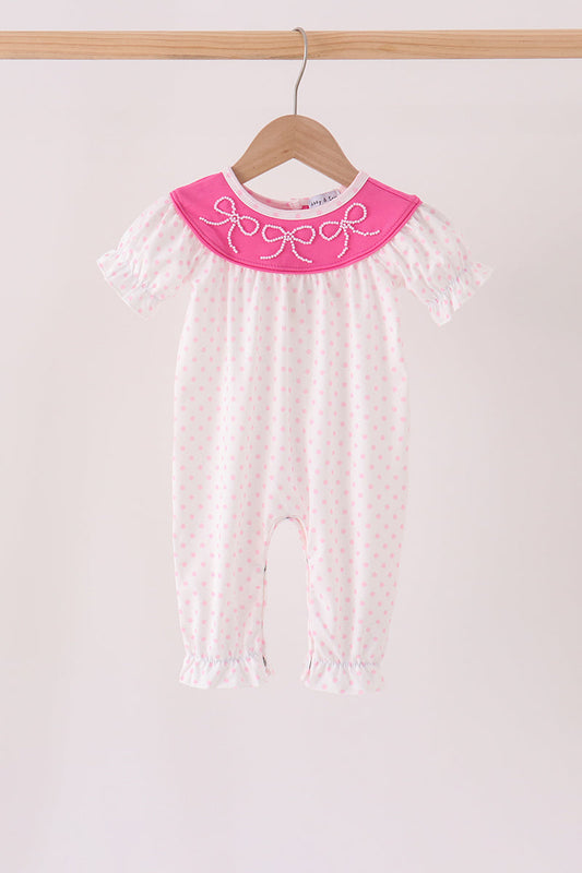 Pink bow pearl romper
