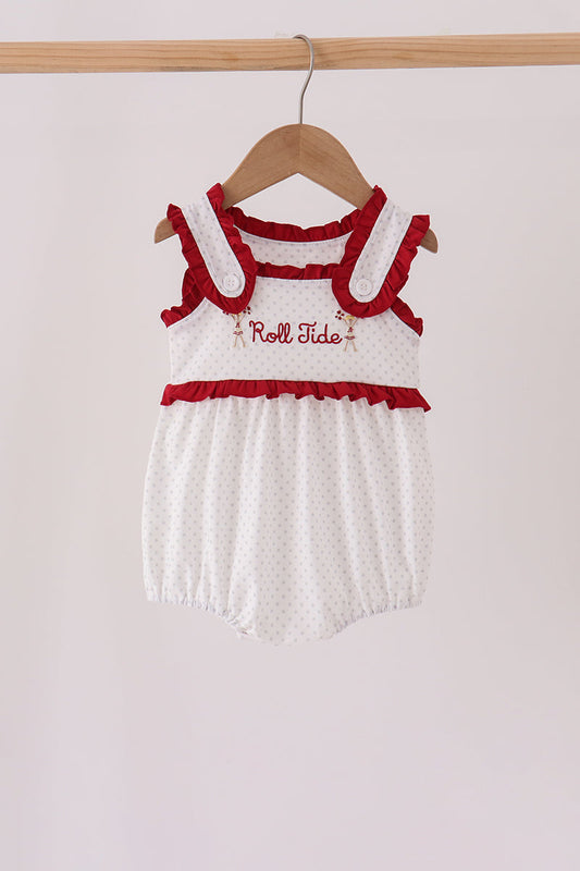 Red Alabama Roll Tide Embroidery Ruffle Bubble