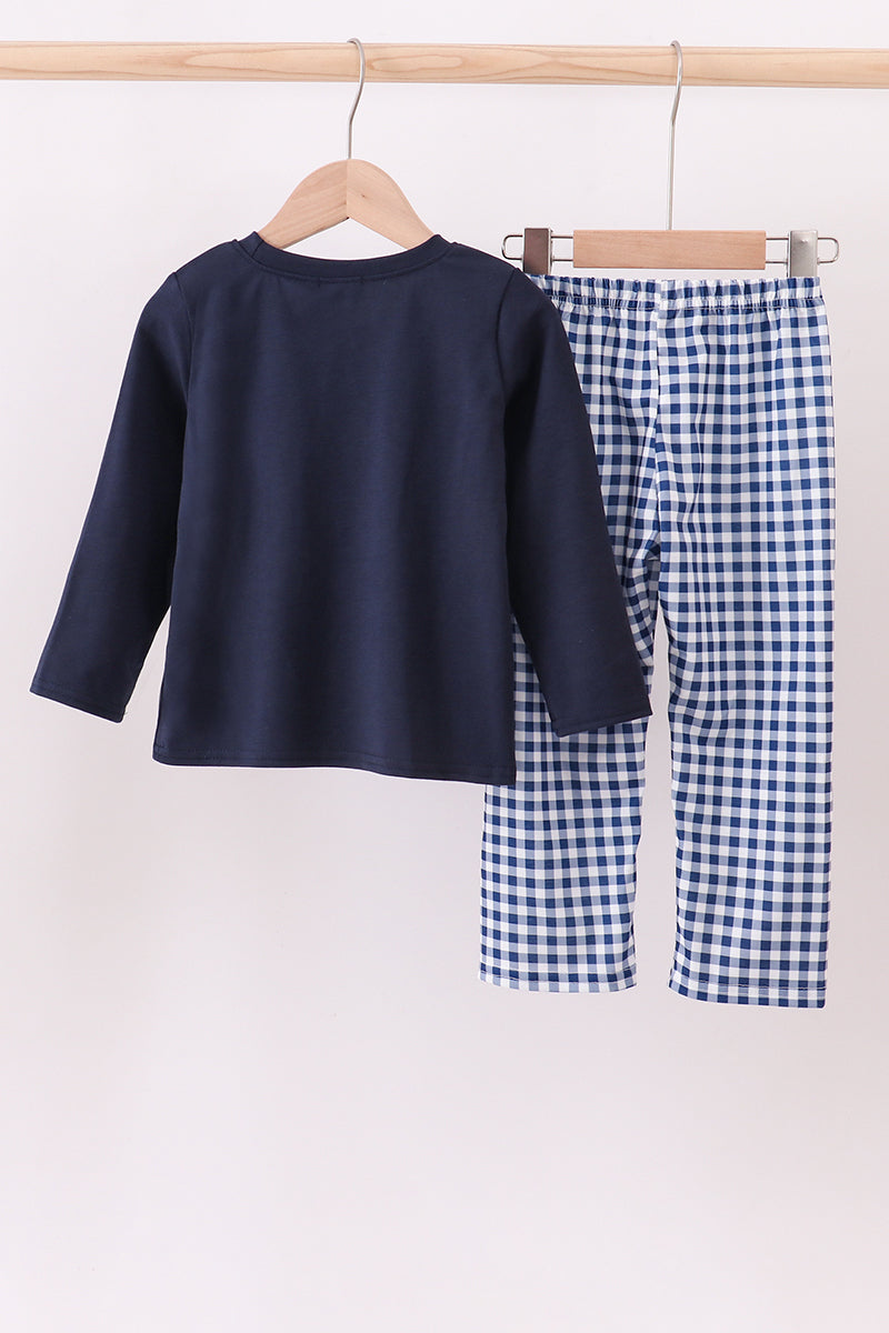Navy nativity embroidery pants set