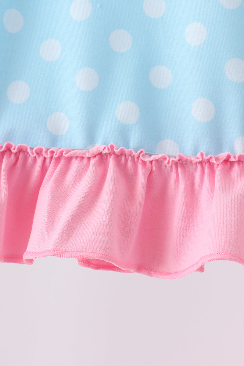 Blue Milk Santa Cookies Ruffle Pants Set