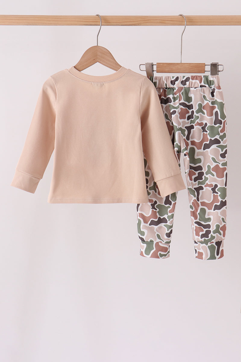 Camo Deer Applique Pants Set