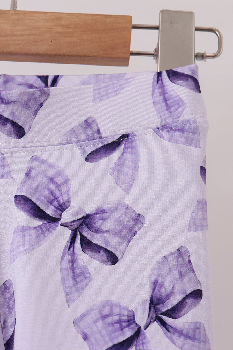 Purple Bow Zip Bamboo Pajama Set