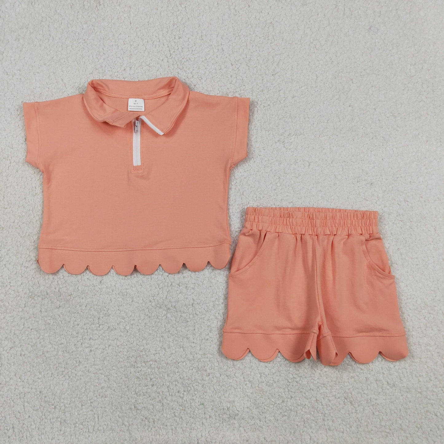 Coral Scalloped Polo Set