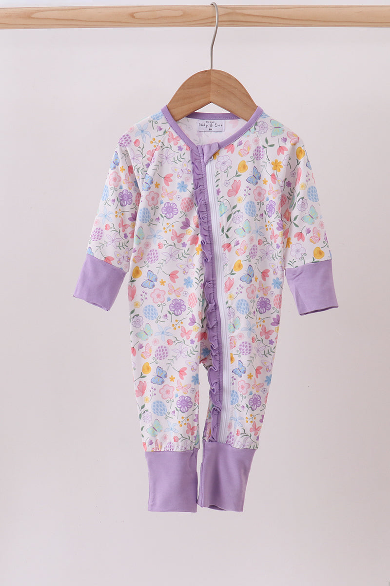 Premium butterfly garden bamboo romper