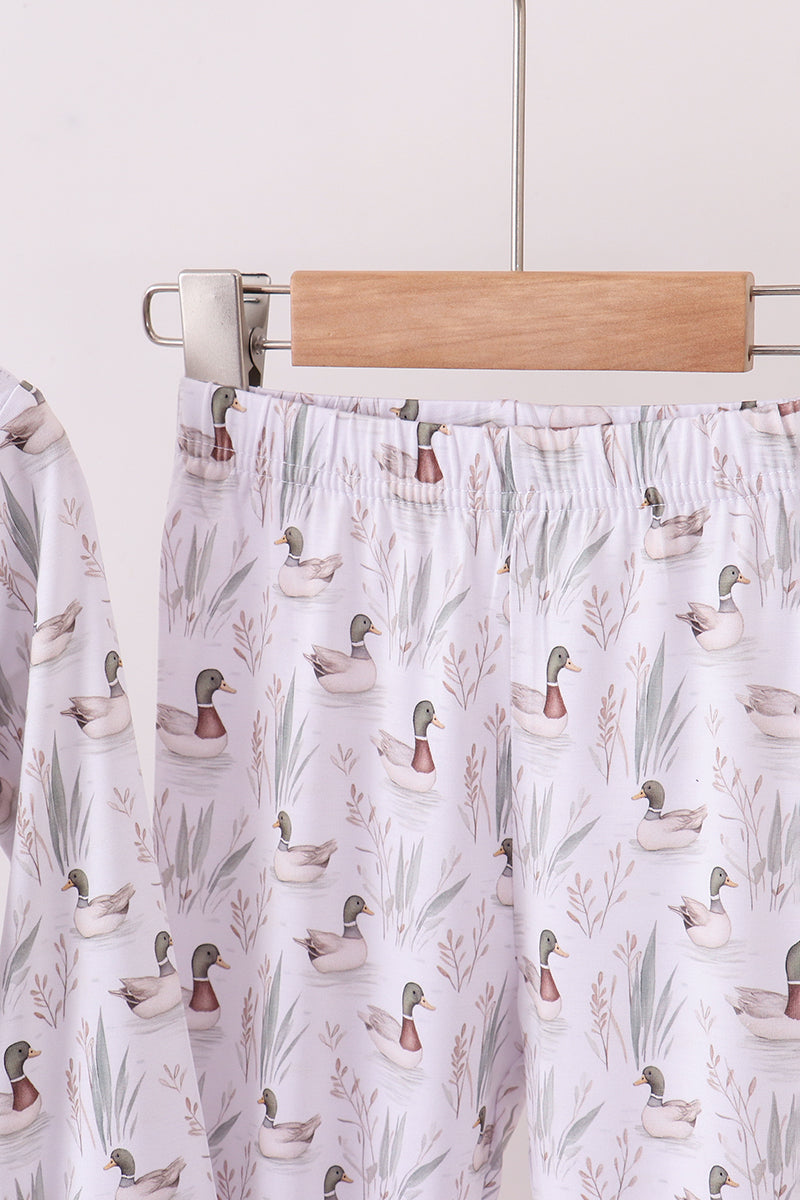 Premium green mallard print bamboo pants set