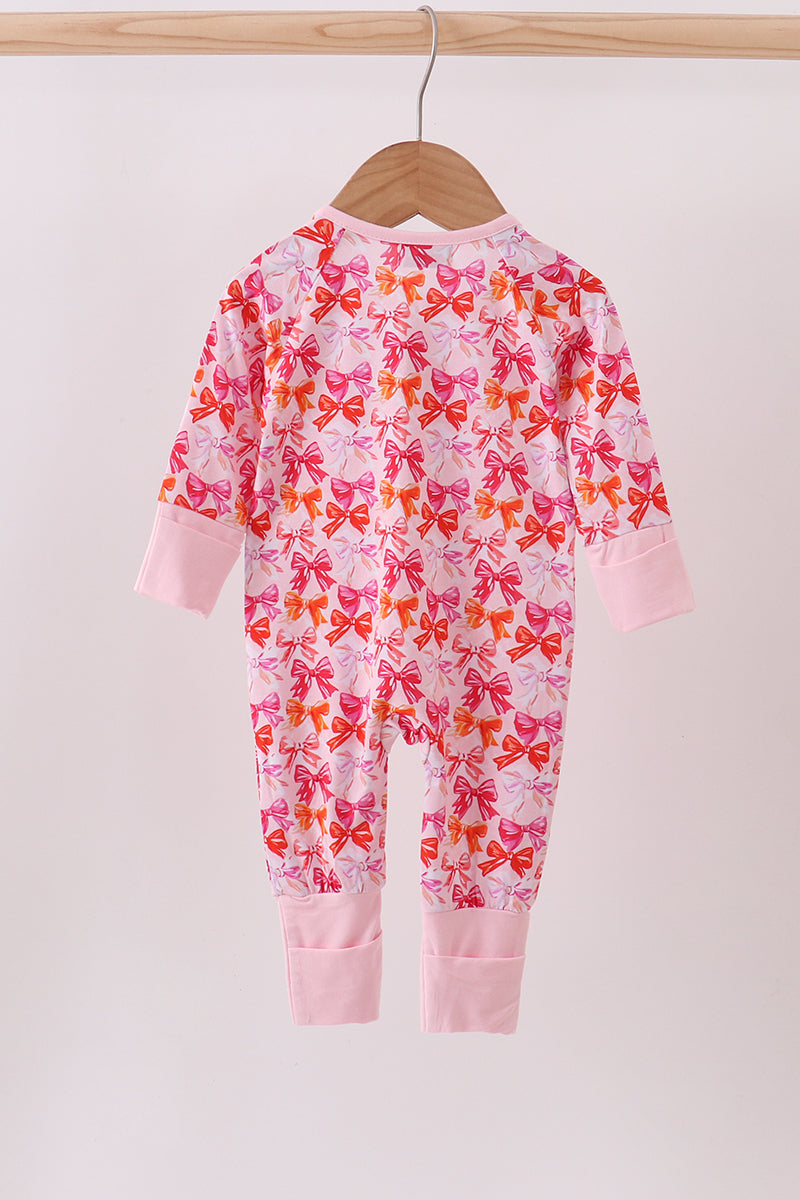 Premium berry blossom bows ruffle bamboo romper