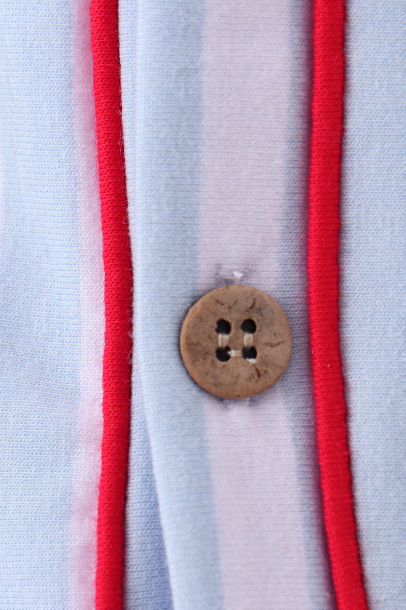 Blue baseball stripe top