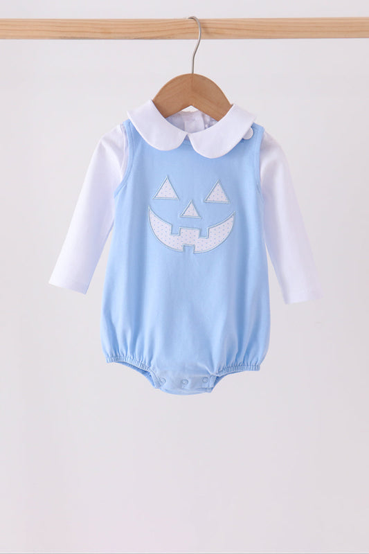 Blue Jack-O-Lantern applique bubble set