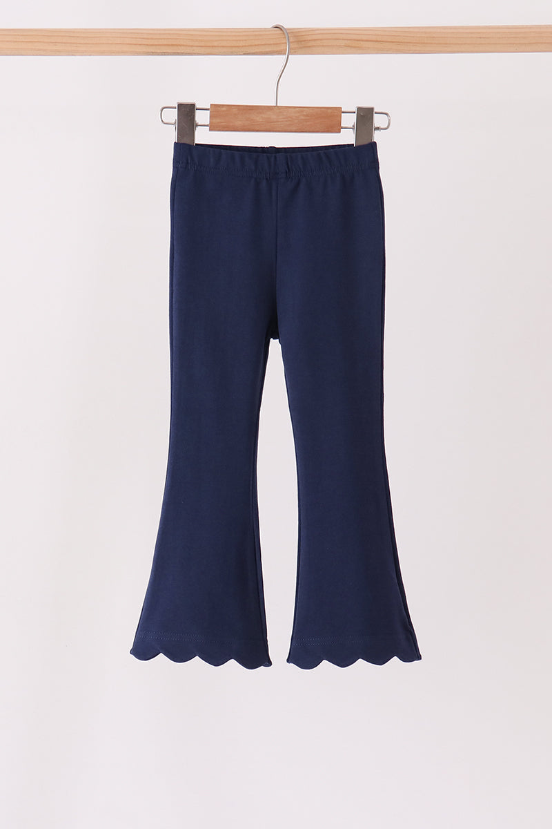 Navy scalloped bell pants