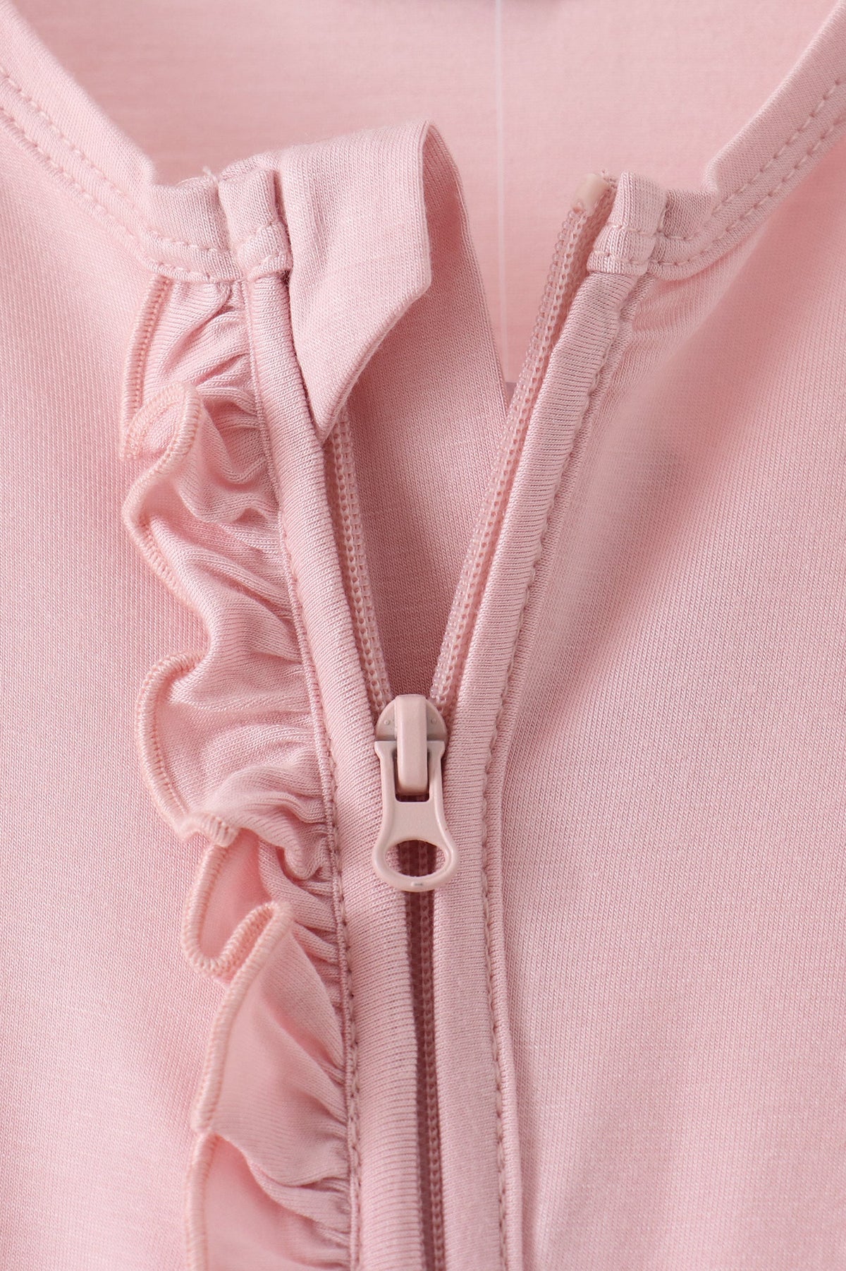 Pink ruffle zipper bamboo romper – view 3