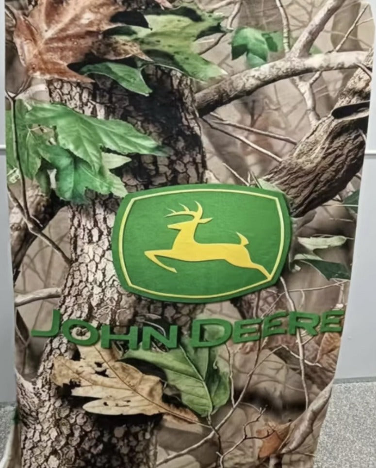 Green Tractor and Camo Plush Blanket 60"x80"
