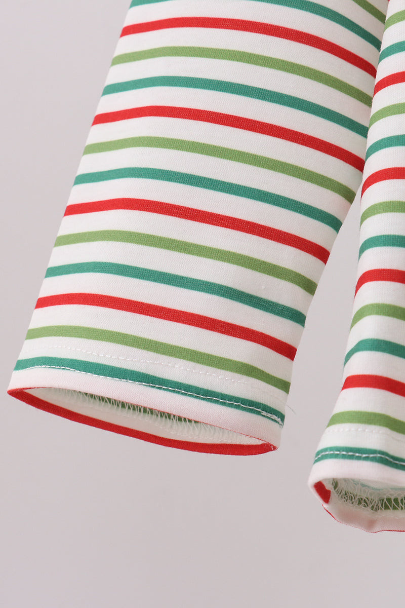 Green santa claus applique pants set