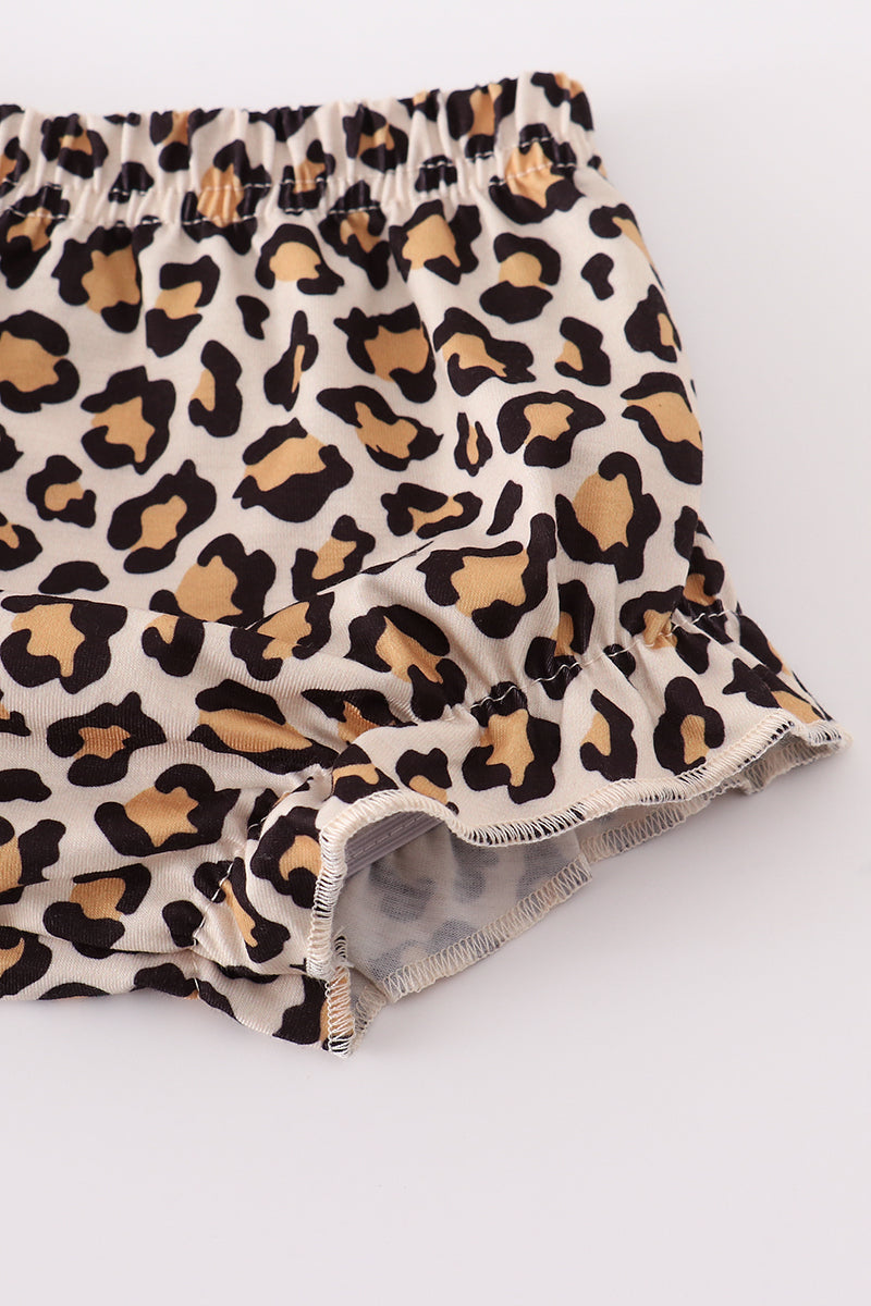 Forest tree applique leopard ruffle bloomer set