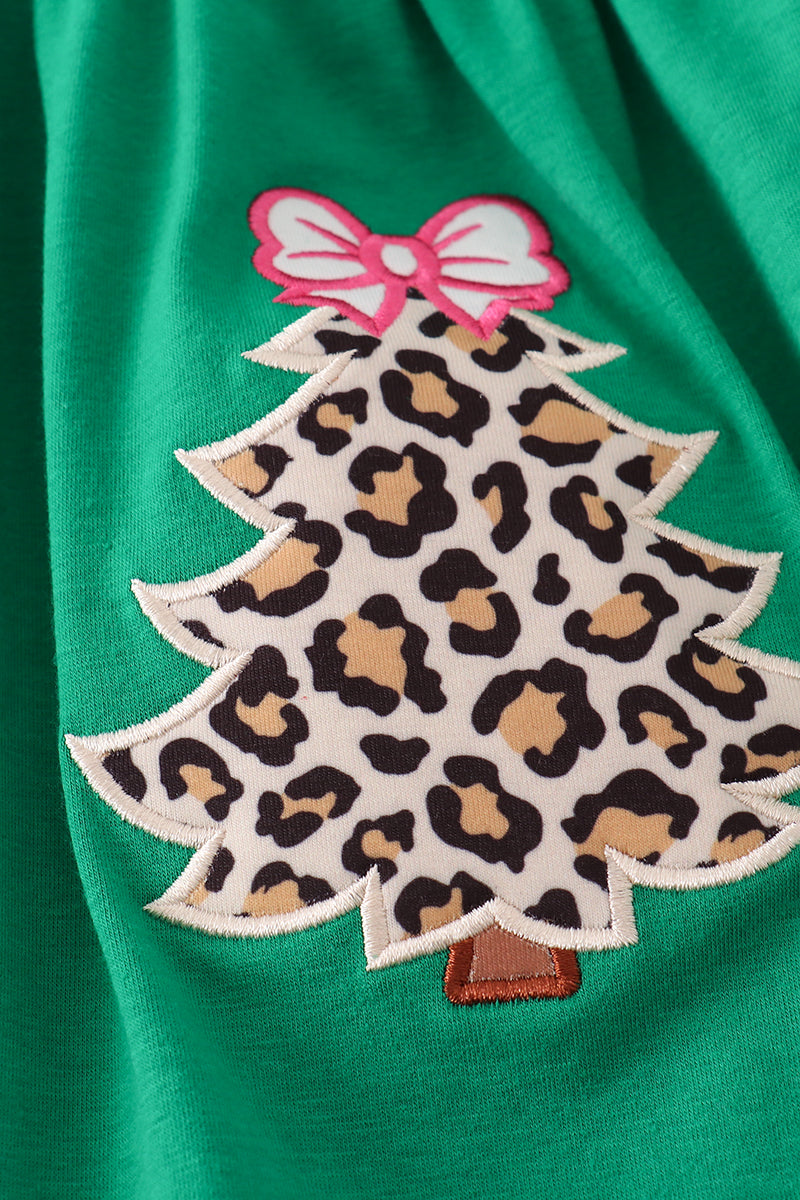 Forest tree applique leopard ruffle bloomer set