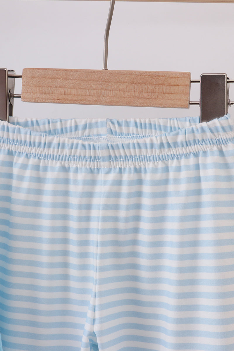 Blue deer tree santa embroidery pants set