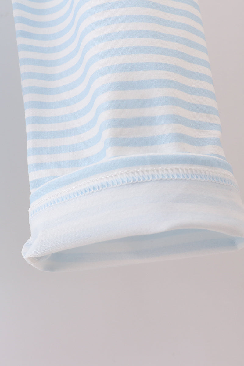 Blue deer tree santa embroidery pants set